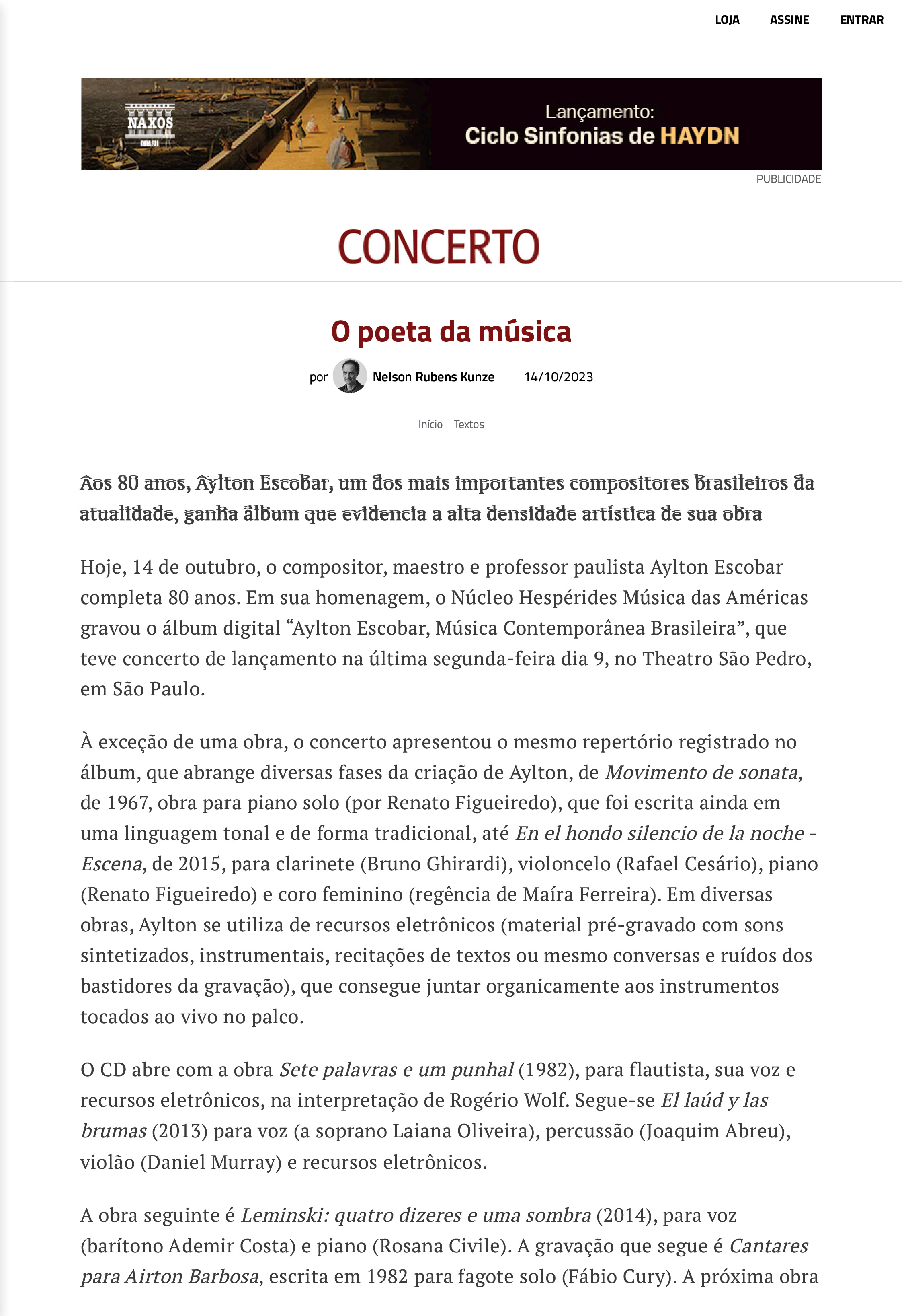 Aylton Escobar-Música Contemporânea Brasileira